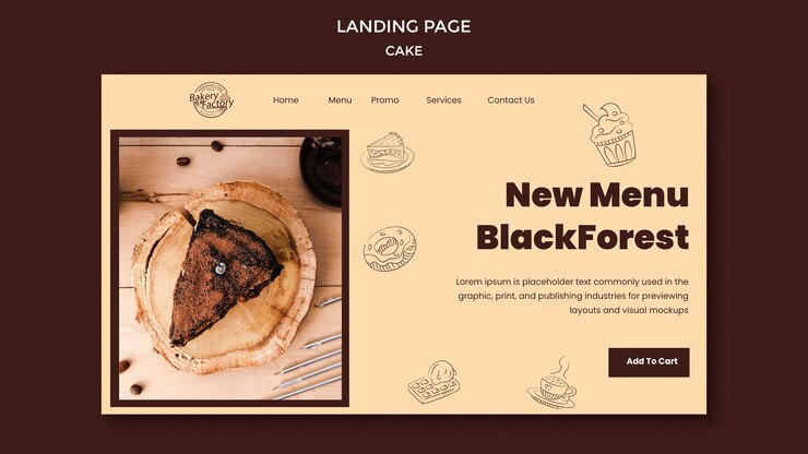 PSD gratuito página de inicio del nuevo menú blackforest