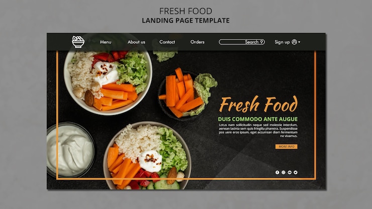 PSD gratuito página de inicio de plantilla de alimentos frescos