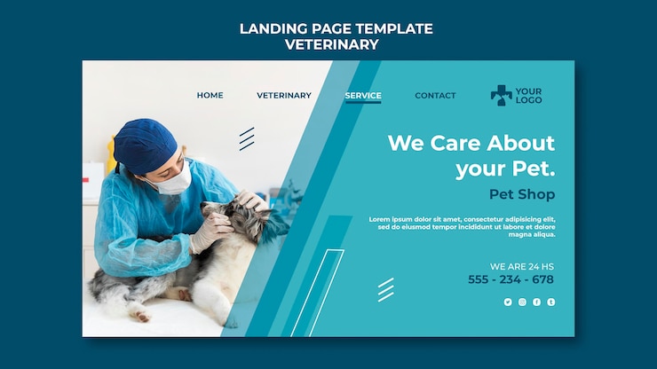 PSD gratuito página de inicio de plantilla de clínica veterinaria