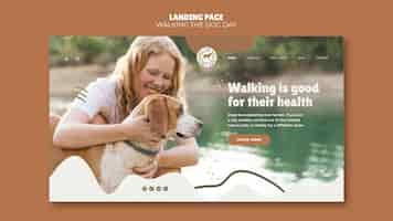 PSD gratuito página de inicio de la plantilla del día de pasear al perro