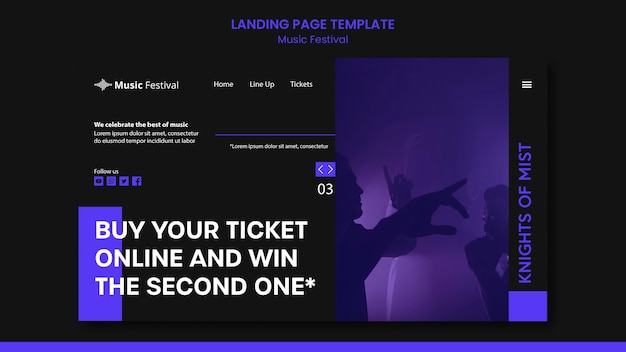 PSD gratuito página de inicio de plantilla de festival de música