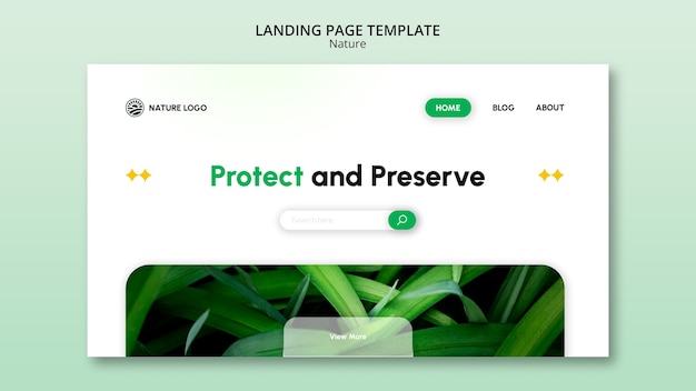 PSD gratuito página de inicio de protección de la naturaleza