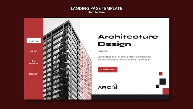 PSD gratuito página de inicio del proyecto de arquitectura de diseño plano