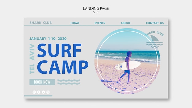 PSD gratuito página de inicio de surf