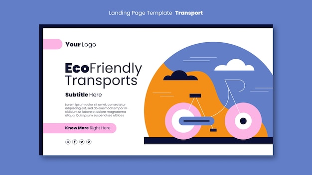 PSD gratuito página de inicio de transporte ecológico de diseño plano