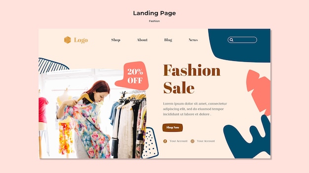 Página de inicio de venta de moda