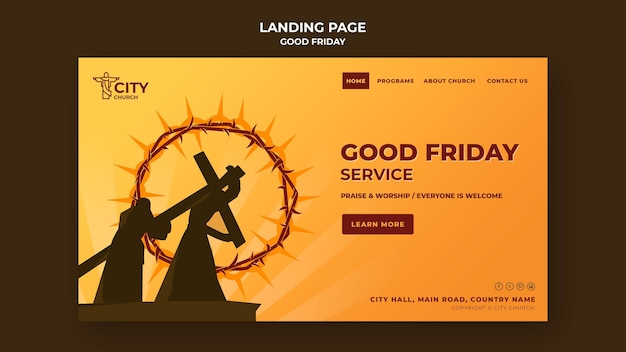 PSD gratuito página de inicio del viernes santo