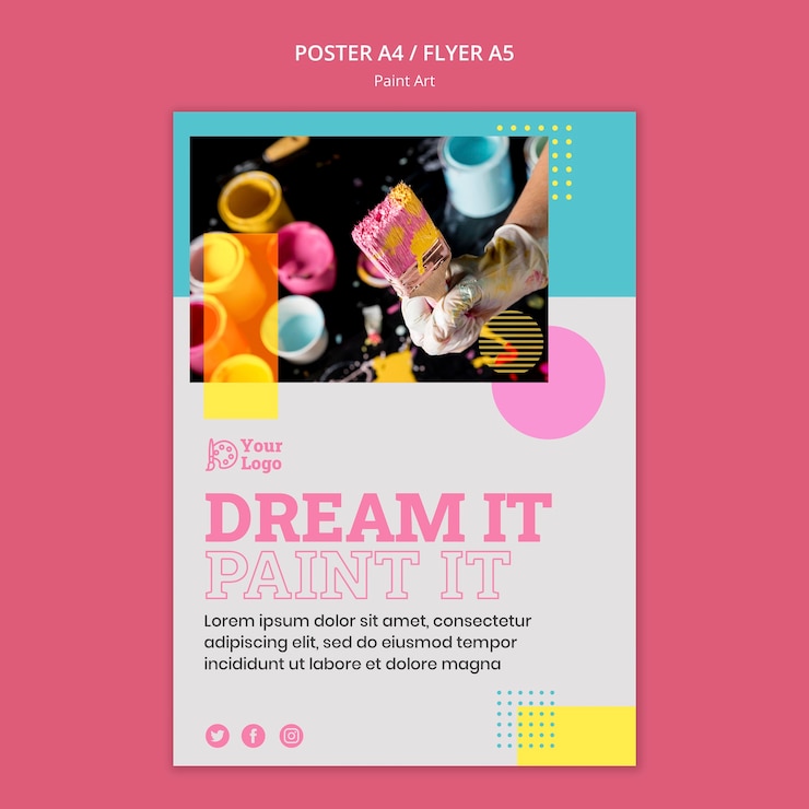PSD Gratis paint art concept poster template