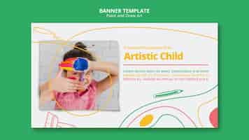 Gratis PSD paint & draw art banner template design