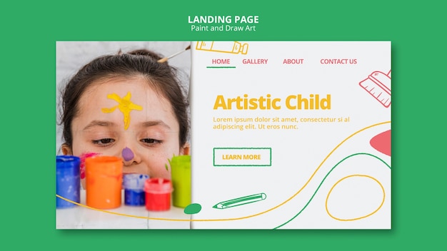 Paint & draw art landing page template theme