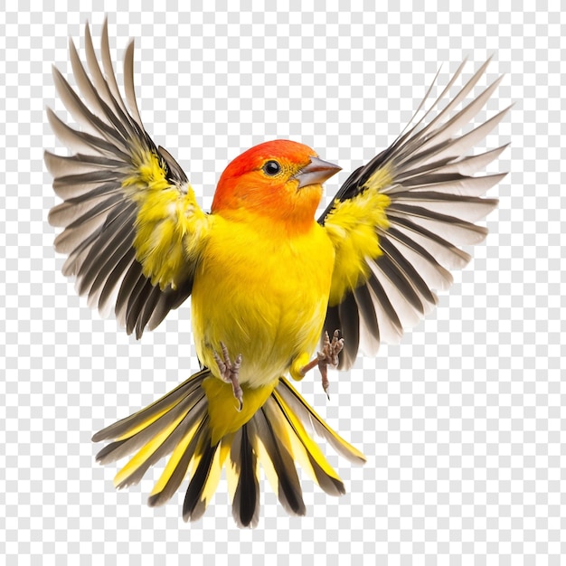 Un pájaro amarillo vibrante en vuelo, una impresionante muestra de belleza aviar