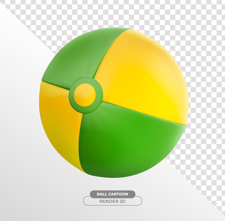 PSD gratuito palla da spiaggia giallo e verde rendering 3d con sfondo trasparente