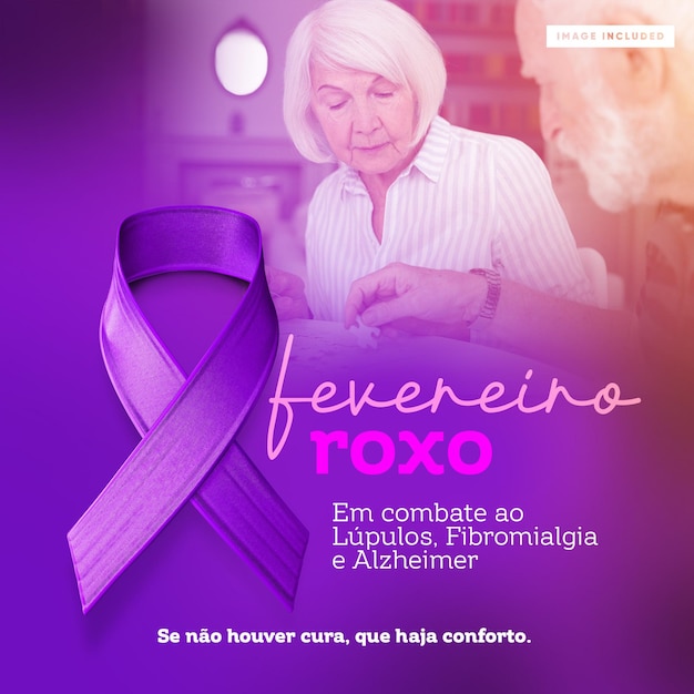 PSD gratuito la pancarta de las redes sociales de febrero púrpura lucha contra el alzheimer.