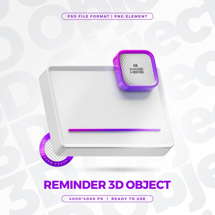 PSD gratuito panel de recordatorio con objeto de campana de notificación ilustración de renderización 3d aislada