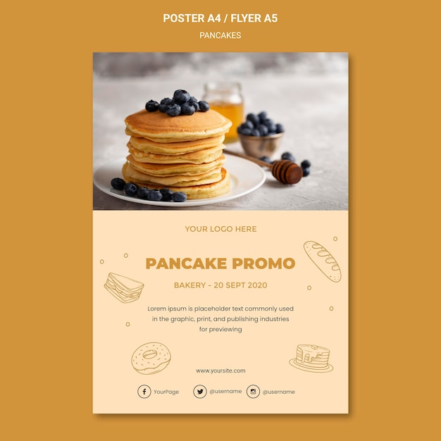 Gratis PSD pannenkoeken restaurant poster sjabloon