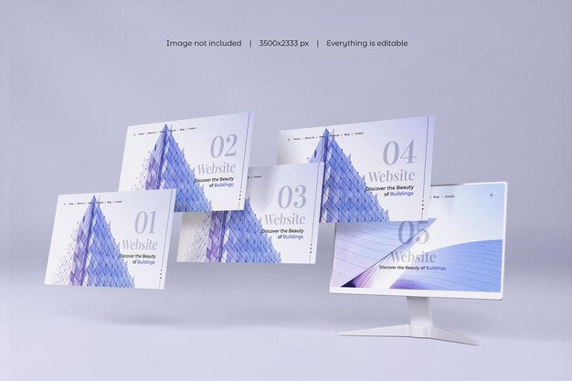 Pantalla de escritorio con maqueta de presentación de sitio web aislada