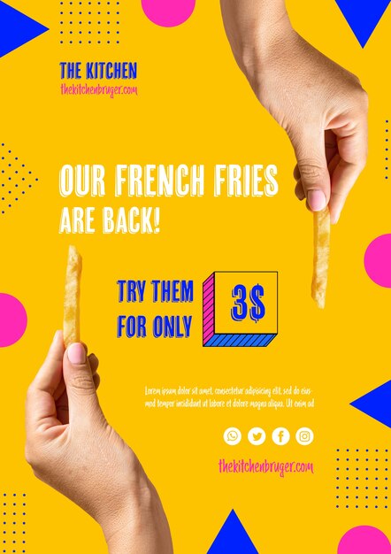 Papas fritas están de vuelta menú de presentación