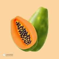 Gratis PSD papaya pictogram geïsoleerde 3d render illustratie
