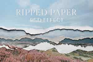 PSD gratuito papel rasgado psd efecto de textura complemento de photoshop medios remezclados