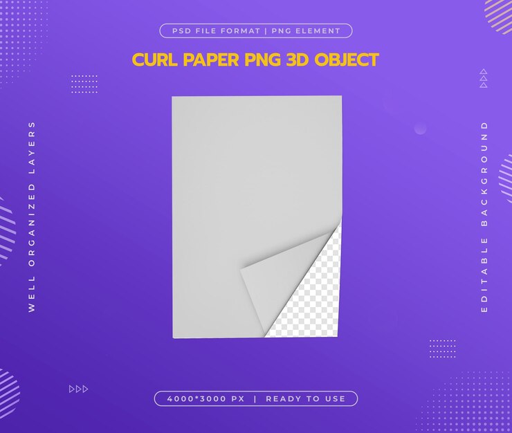 PSD Gratis paper curled corner icon isolated 3d render illustration