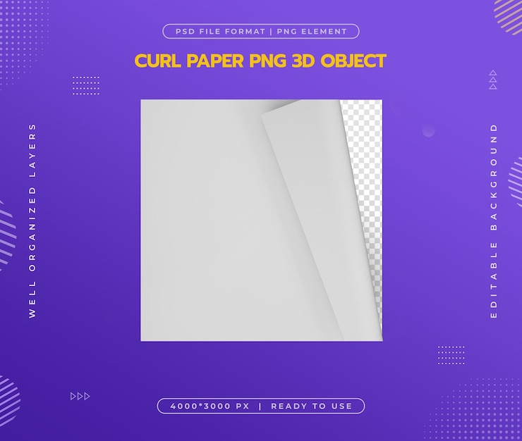 PSD Gratis paper curled corner icon isolated 3d render illustration