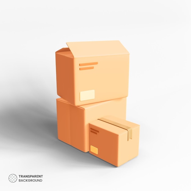 Papier pakket levering box pictogram geïsoleerde 3d render illustratie