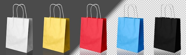 PSD gratuito paquete de bolsas de papel de color aislado