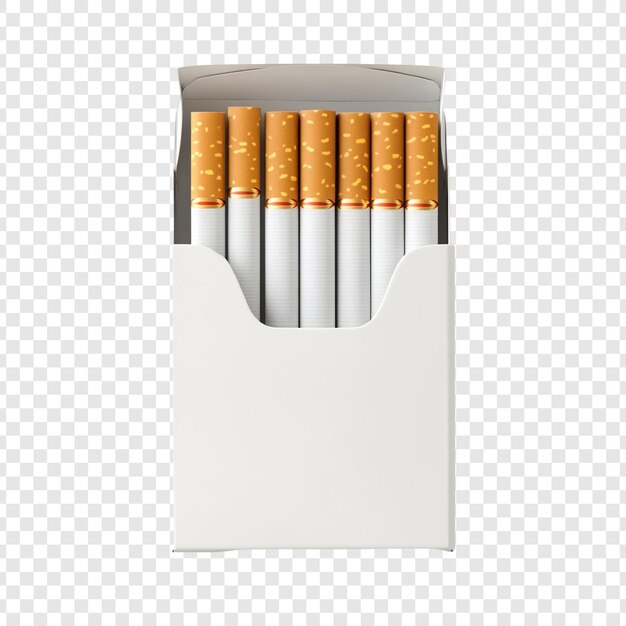 Paquete de cigarrillos Renderizado en 3D de un paquete de cigarros blancos con diez cigarrillos en el interior
