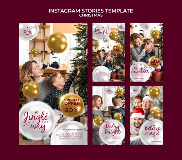 PSD gratuito paquete de historias navideñas creativas de ig