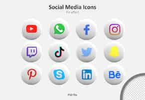 PSD gratuito paquete de iconos 3d de redes sociales