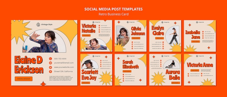 PSD gratuito el paquete de plantillas de publicaciones de redes sociales retro