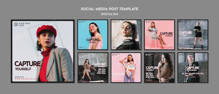 PSD gratuito paquete de publicaciones de instagram para capturar tu propio tema