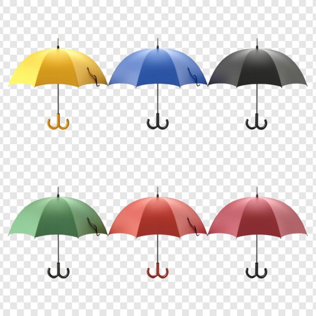 Paraguas de colores colgados listos para la protección en días de lluvia Sombras alegres del arco iris