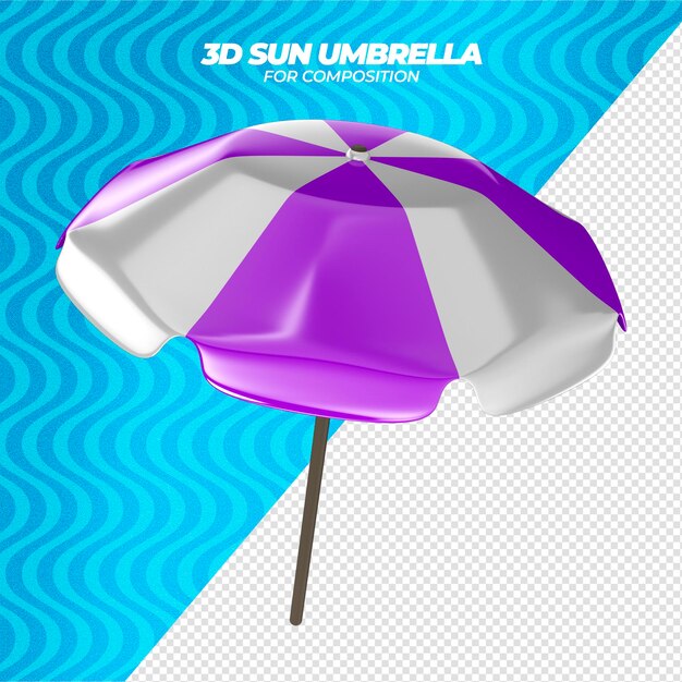 paraguas de verano de render 3d para composición
