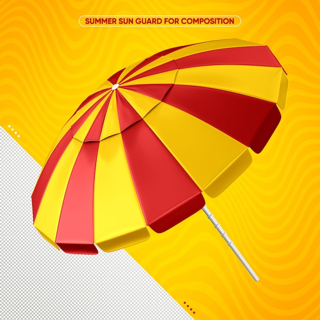 PSD gratuito parasol realista amarillo y rojo.