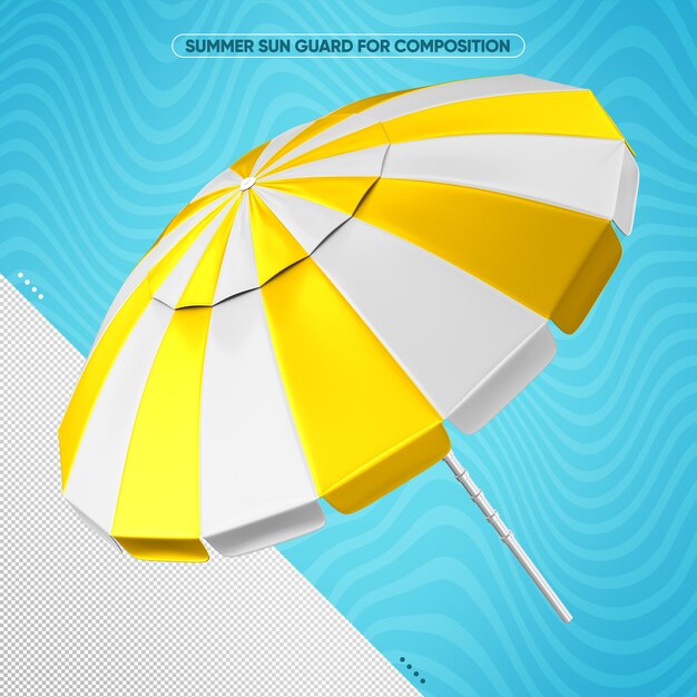 Parasol realista blanco y amarillo.