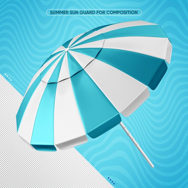 Parasol realista blanco y azul claro.
