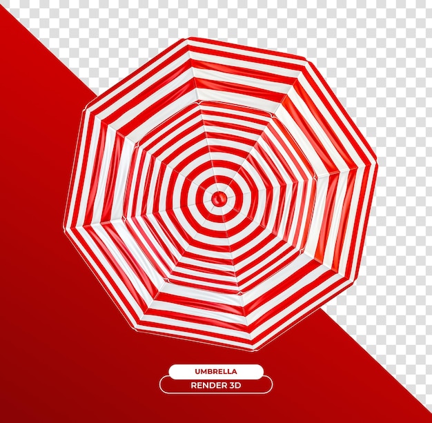 PSD gratuito parasol realista rojo y blanco sobre un fondo transparente