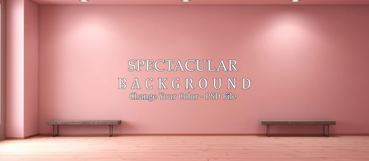 PSD gratuito pared vacía de color rosa claro habitación vacía con pared rosa