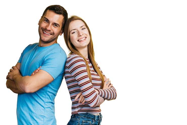 PSD gratuito pareja gesticulando juntos