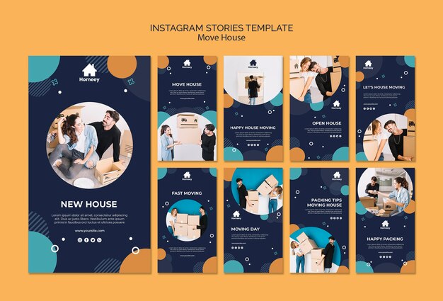 Pareja en movimiento y tener un nuevo comienzo historias de instagram