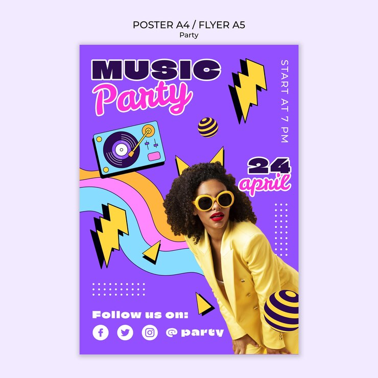 PSD Gratis party celebration poster template