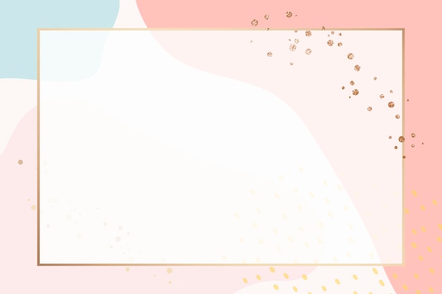 Pastel Memphis cornice dorata psd con spazio di progettazione