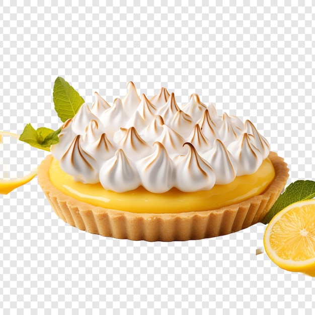Pastel de merengue de limón aislado sobre fondo transparente