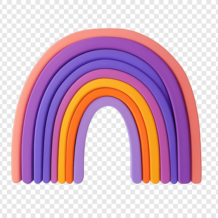 PSD gratuito pastel rainbow 3d render un'illustrazione vivace e allegra di un arcobaleno creata digitalmente con una palette di colori pastel morbida perfetto per sfondi, temi per bambini o disegni giocosi
