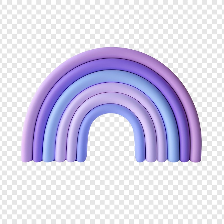 Gratis PSD pastel rainbow arch een grillige 3d-weergave van een regenboog in zachte paarse tinten, perfect voor decoratie voor kinderen of speelse ontwerpen