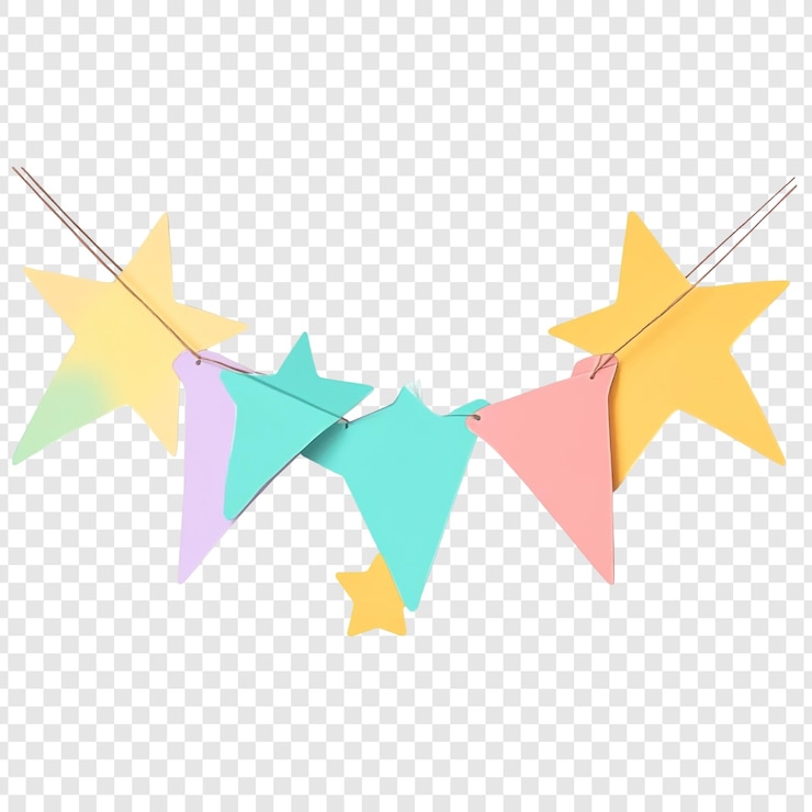 PSD Gratis pastel star and triangle bunting decoration