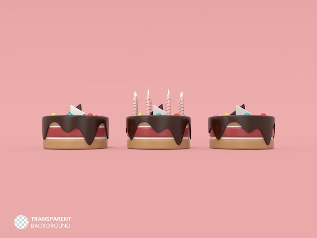 Pastel y vela icono aislado 3d render ilustración