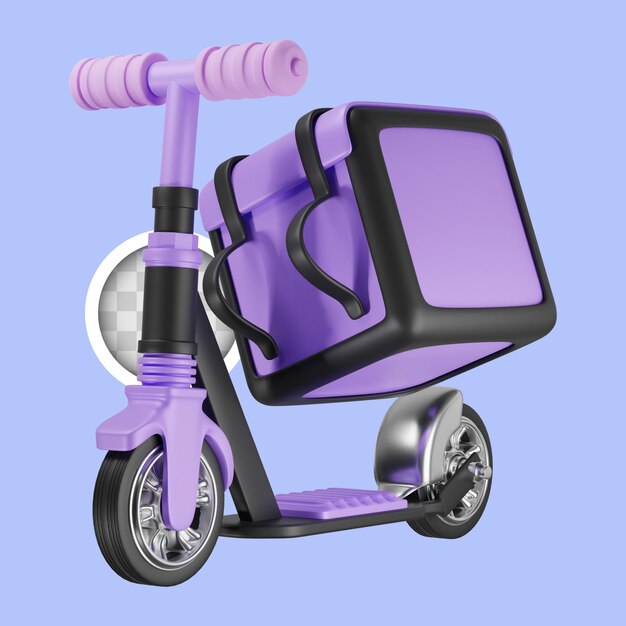Patineta scooter entrega icono 3d ilustración