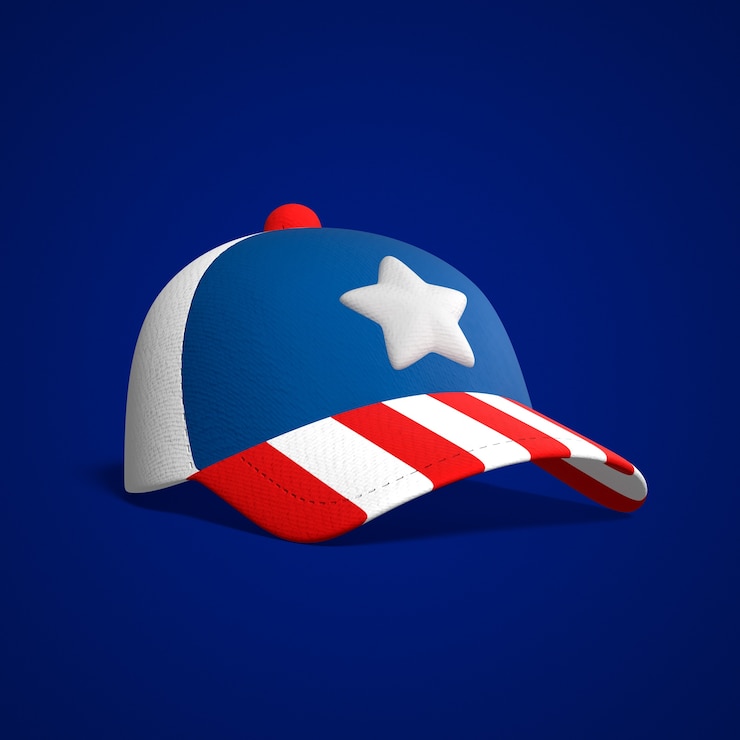 PSD Gratis patriotic 3d baseball cap